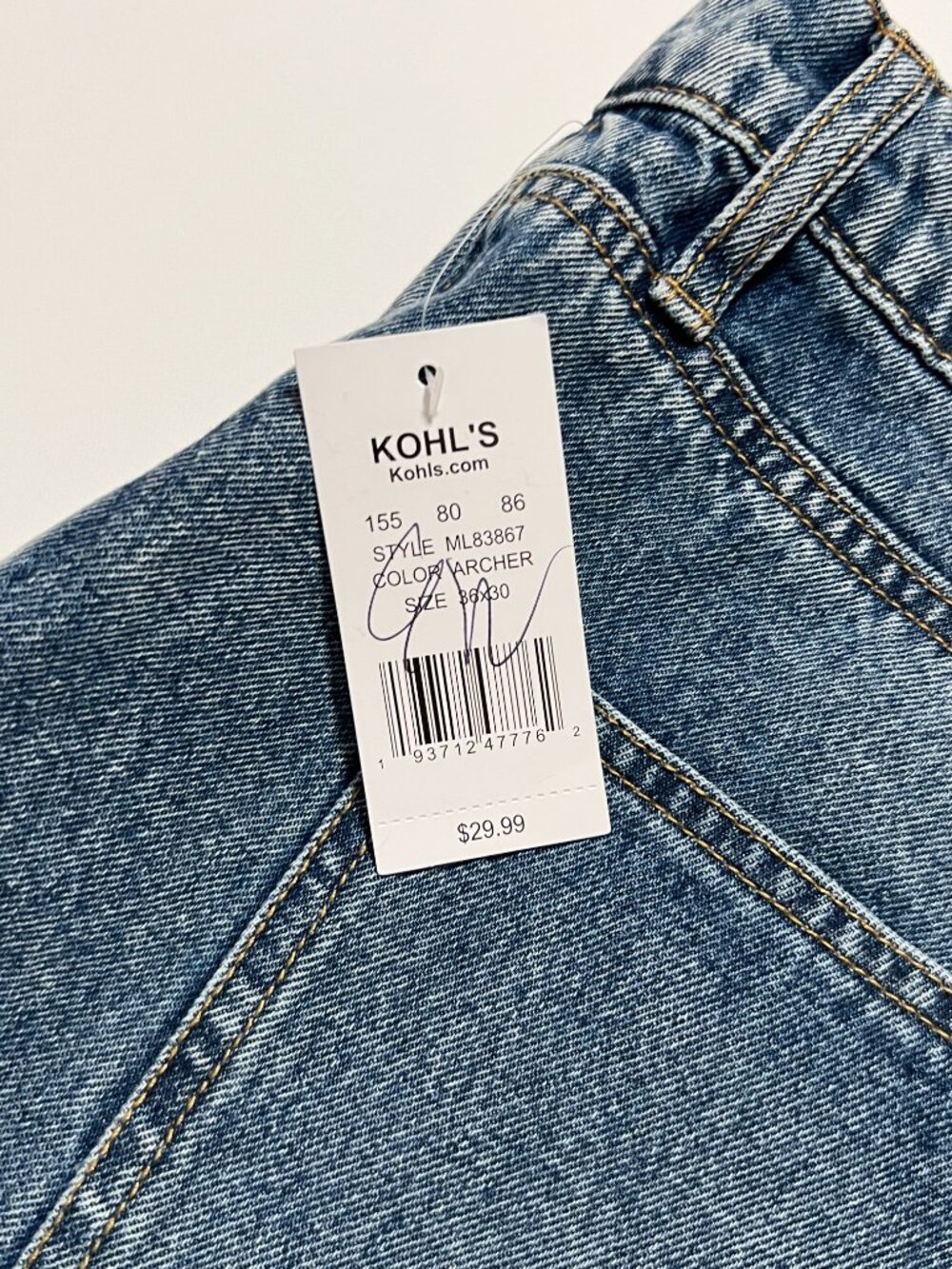 Lazer Jeans *NWT Loose Fit Medium Wash Straight Leg Blue Denim Men's size 36x30 - Picture 8 of 8